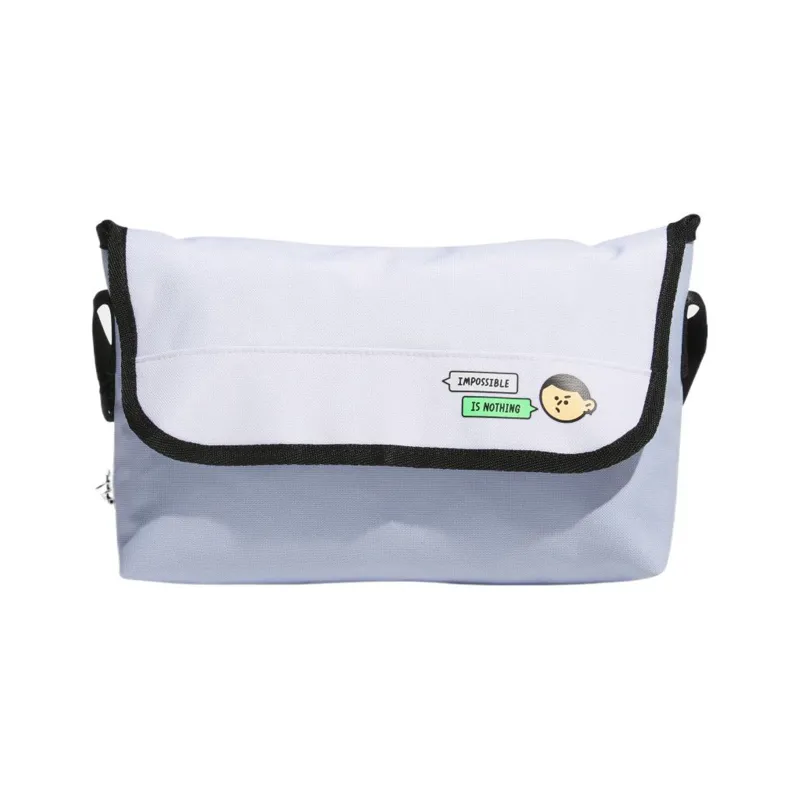 Adidas Recycled Material Blend Fabric Messenger Bag Shoulder Bag Crossbody Bag Regular Unisex Light Pink Blue & White-0