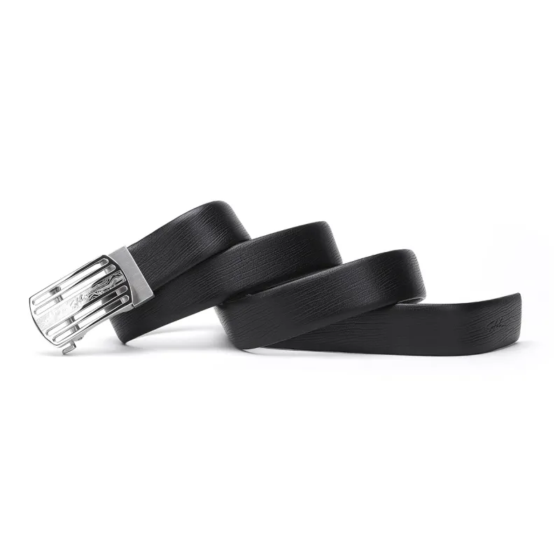 Satchi Sanduo Belt Automatic Buckle With External Casual Design Stainless Steel Cowhide Belt Men's Black Width 3.4cm-2