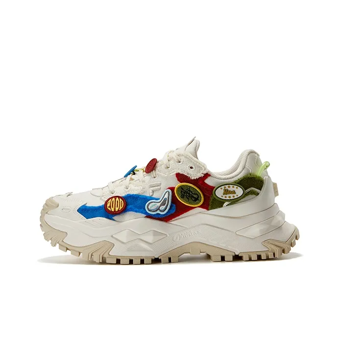 FILA FUSION Cushioning Anti Slip Wear Resistant Breathability Low Top Chunky Sneakers Women's Milk White Box-1