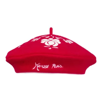 KENZO Floral-embroidered Wool-blend Beret