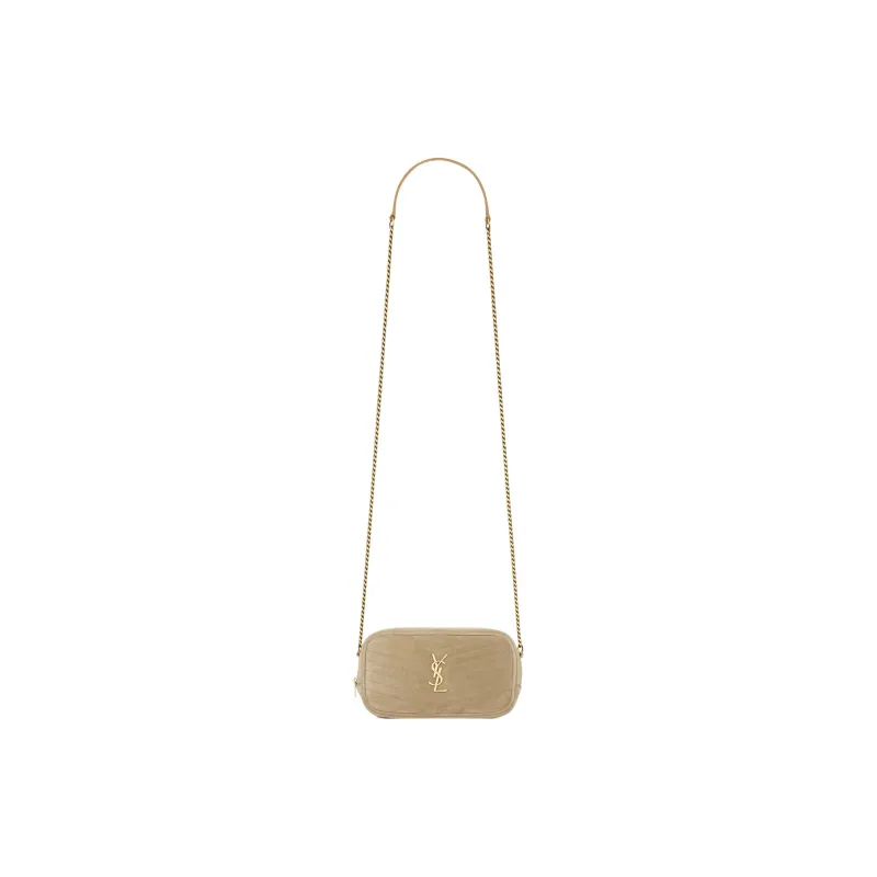 SAINT LAURENT LOU Suede Crossbody Bag Shoulder Bag Women's Matte Gold-1