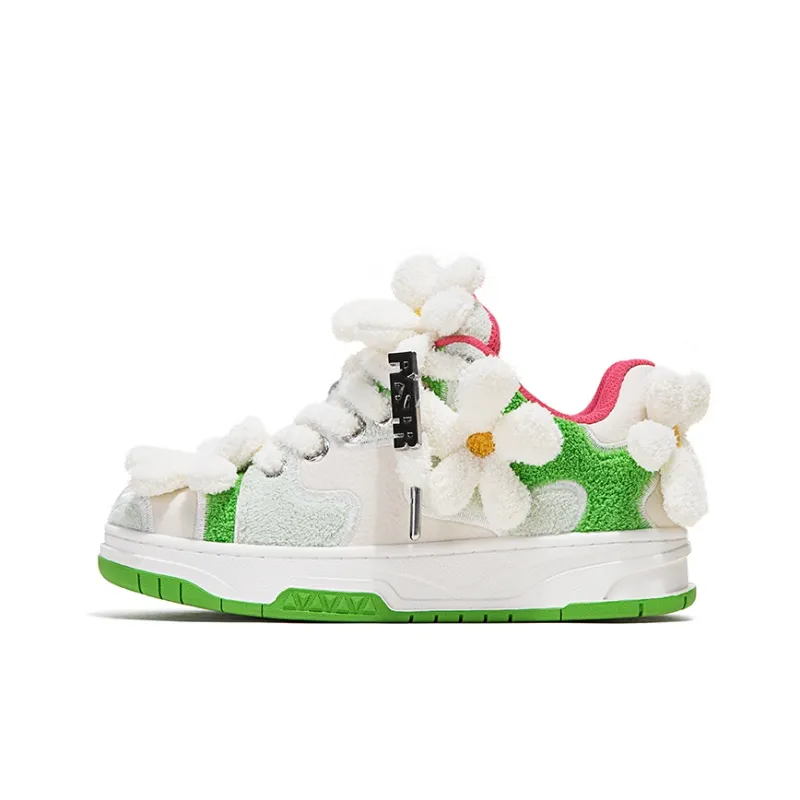 FY SPR Blossom Collection Low Top Skateboard Shoes Unisex White Red Green-2