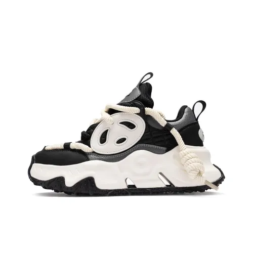 Pandas Move Size 3 Cushioning Height Increasing Wear-Resistant Mid-Top Chunky Sneakers Unisex Black
