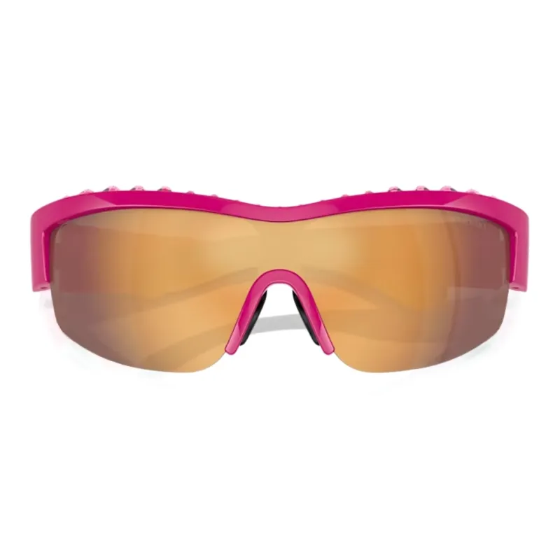 Swarovski Nylon Swarovski Crystal Irregular Shape Sunglasses Women's Pink/Gray-2