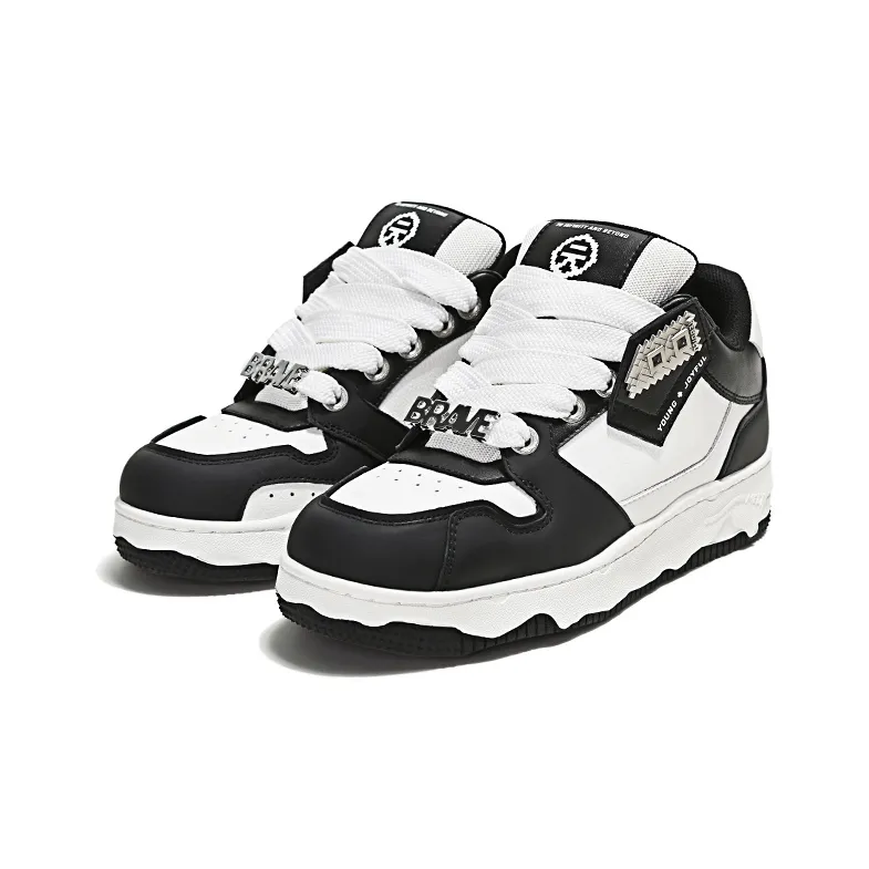 YJ YUAN 2.0 Collection Cushioned Wear Resistant Height Increasing Low Top Skateboard Shoes Unisex Black White-2