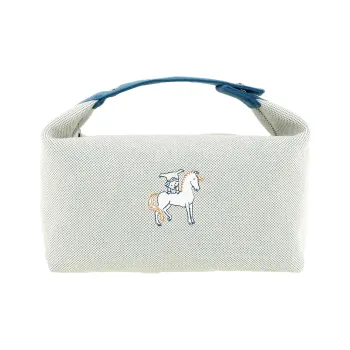 HERMES Bride a Brac Canvas Canvas Bag Lunch Boxes With Storage Unisex Blue