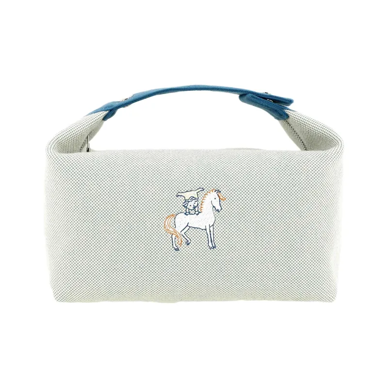 HERMES Bride a Brac Canvas Canvas Bag Lunch Boxes With Storage Unisex Blue-0