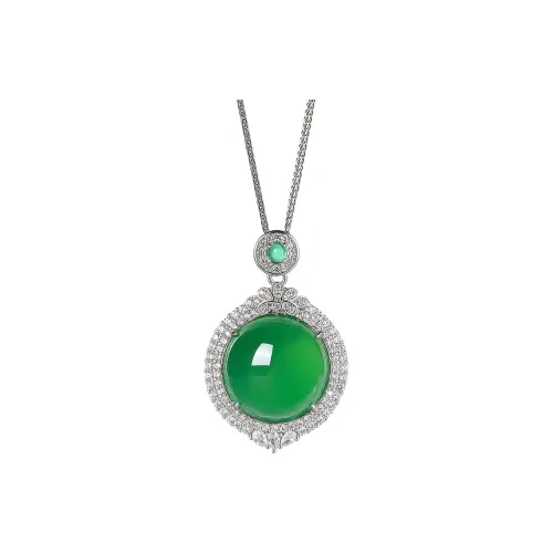 Cuiya Golden Building Chalcedony Jade Pendants Women's