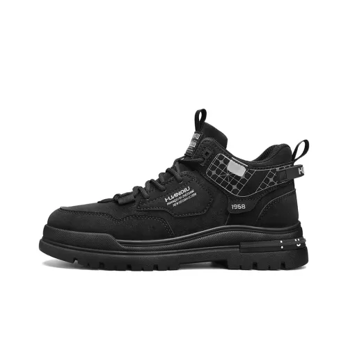 HUANQIU Casual Shoes Men Mid-Top Black