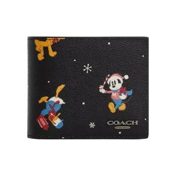 COACH Disney Collaboration 3 IN 1 Wallet Coated Canvas Coin Purses Wallets Regular Women's Bronze & Black Multicolor