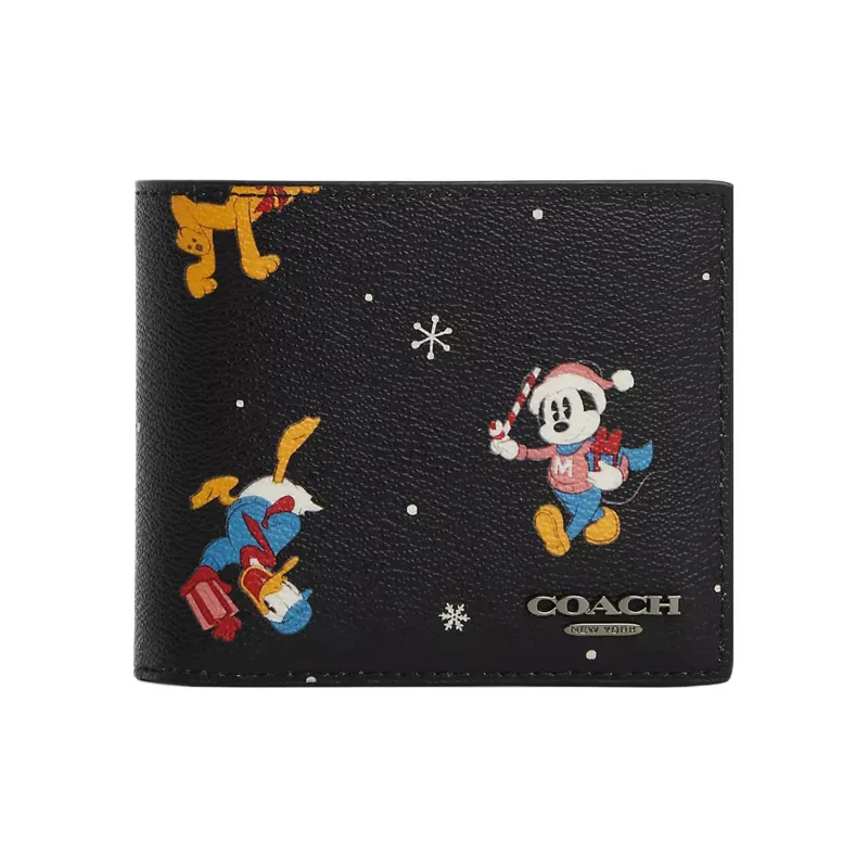 COACH Disney Collaboration 3 IN 1 Wallet Coated Canvas Coin Purses Wallets Regular Women's Bronze & Black Multicolor-0
