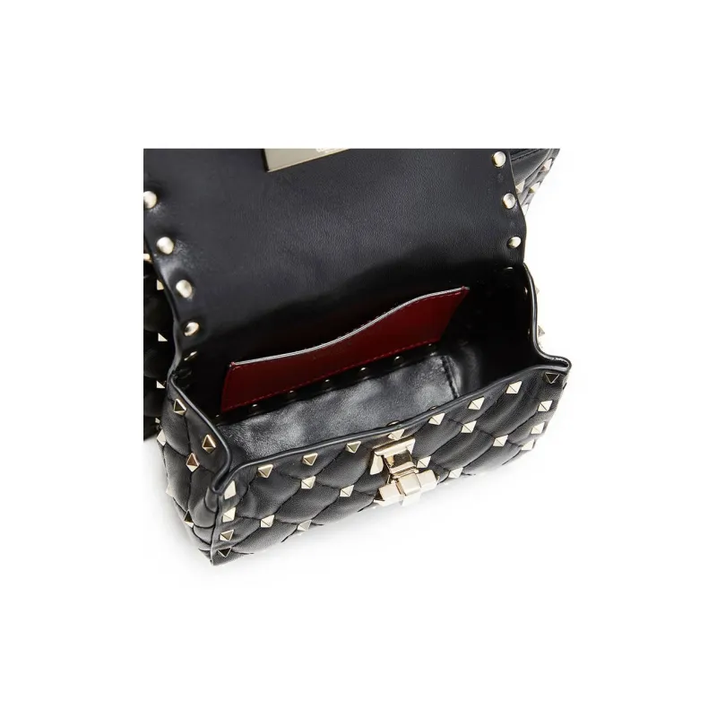 Valentino Sheepskin Shoulder Bag Crossbody Bag Regular Women's Black-7
