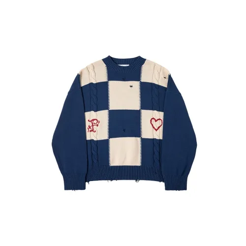 Profound Knitwear Unisex Blue/White Patchwork