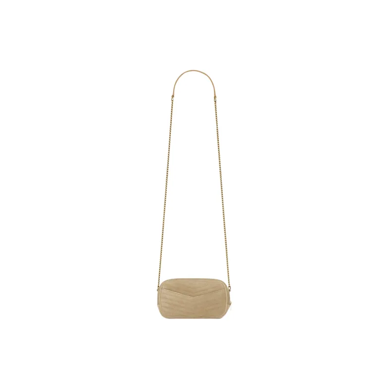 SAINT LAURENT LOU Suede Crossbody Bag Shoulder Bag Women's Matte Gold-4