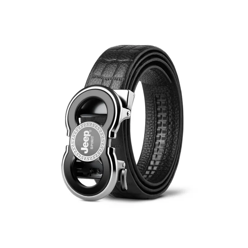 JEEP SPIRIT Business Casual Luxury Advanced Waistband Automatic Buckle Cow Leather Leather Belts Men's Width 3.5CM-0
