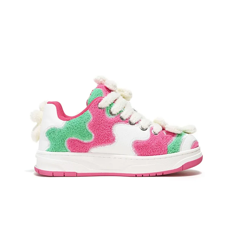 FY SPR Blossom Collection Low Top Skateboard Shoes Unisex White Red Green-1