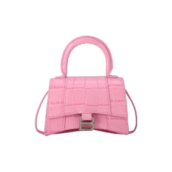 Balenciaga Hourglass Crocodile Leather Handbag, Shoulder Bag, Crossbody Bag Mini Women's Pink