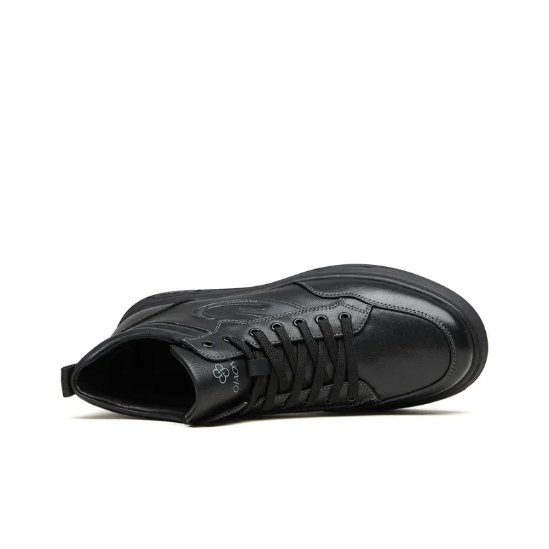 QIAONAI Warm High Top Skateboard Shoes Men's Black-4