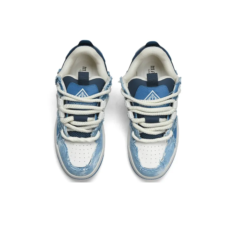 Masongarments Wear Resistant Height Increasing Low Top Skateboard Shoes Unisex Amber Blue Exclusive Box-4