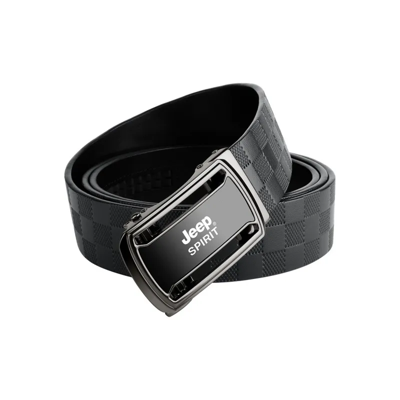 JEEP SPIRIT Authentic Business High End Brand Cow Leather Leather Belts Men's Width 3.5CM-1
