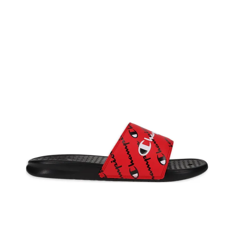 Champion Super Slide Split Abrasion Resistant Slide Slippers Men's Black Red-1