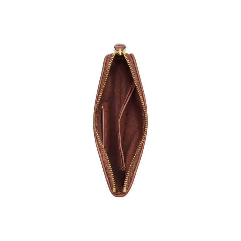COACH Pebble Leather Wallet Trumpets Women's Brass & Khaki & Rosewood Multicolor-1