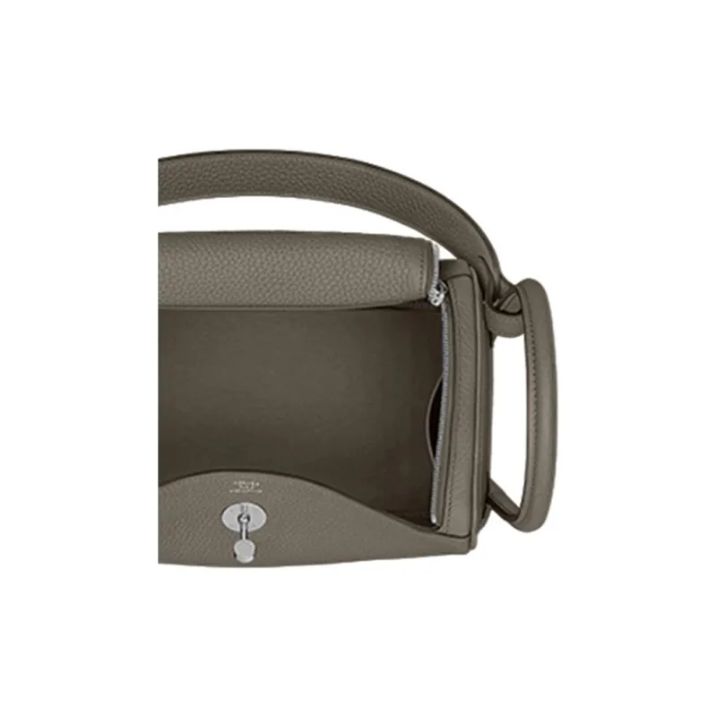 HERMES Lindy Clemence Bullock Leather Handbag Shoulder Bag Women's 8F Gris ÉTain Tin Gray-3