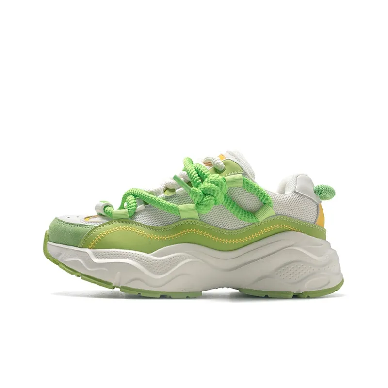 Ancient Finches Guque Stars Collection Low Top Chunky Sneakers Unisex Beige Green-0