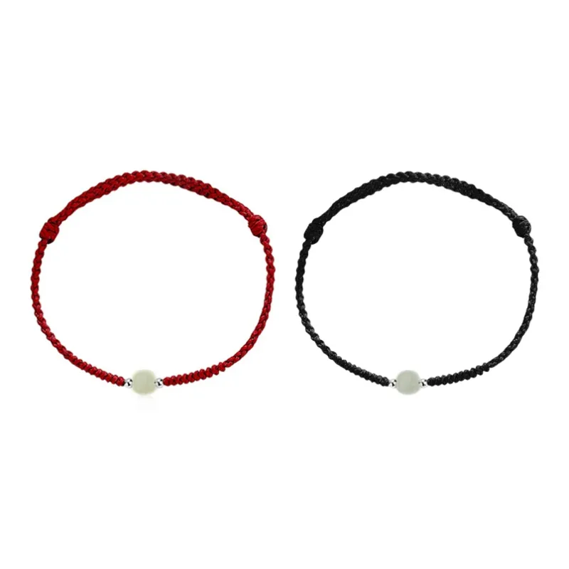 Best Wishes Bracelets Pale Greenish White Jade Unisex-2
