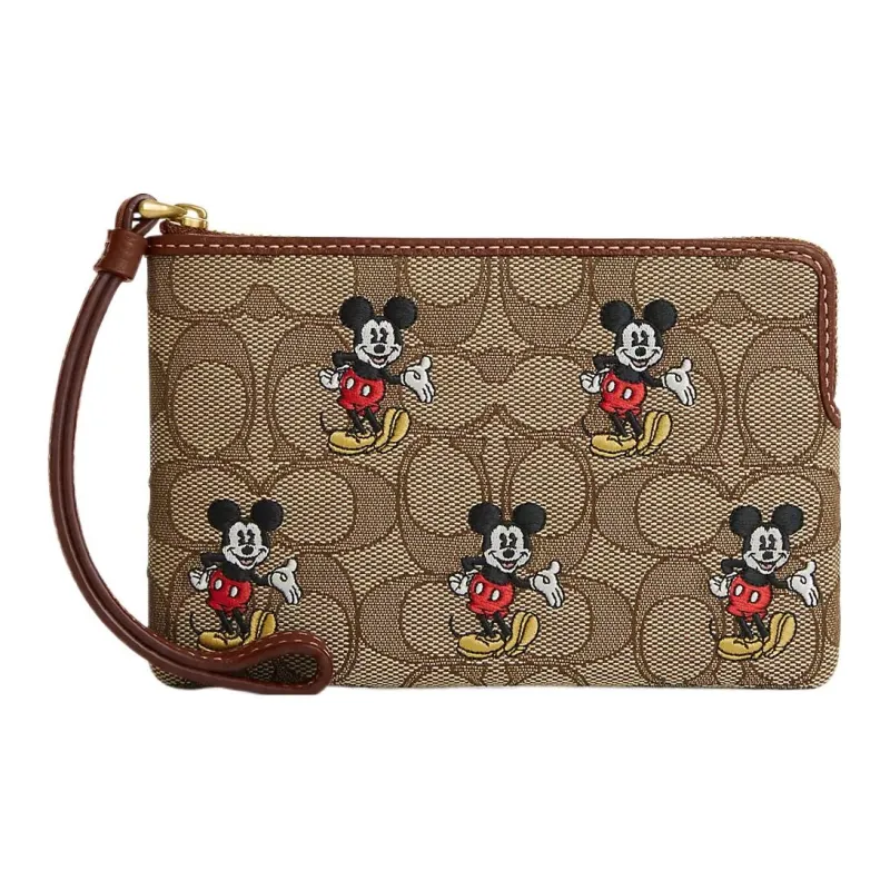 COACH Pebble Leather Wallet Trumpets Women's Brass & Khaki & Rosewood Multicolor-0