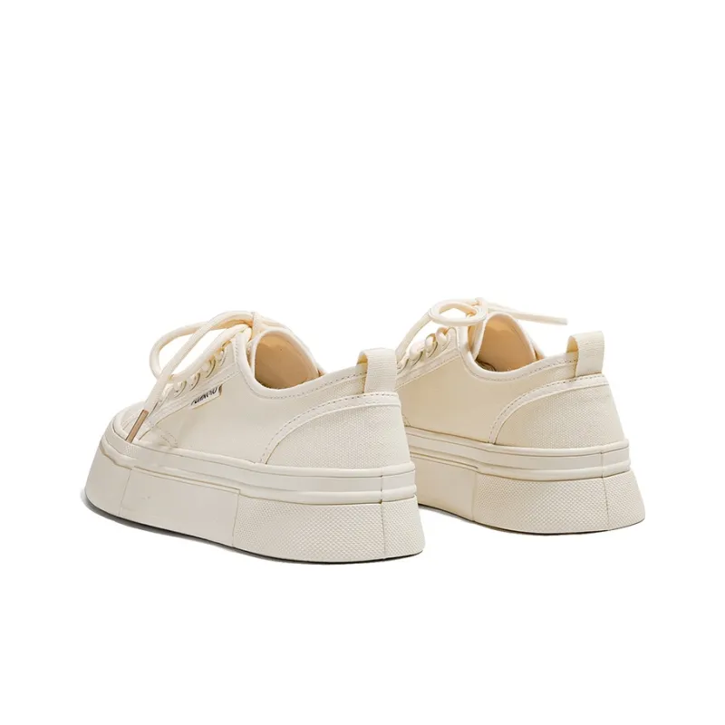 HUANQIU Wear resistant And Lightweight Low Top Canvas Shoes Women's Beige-3