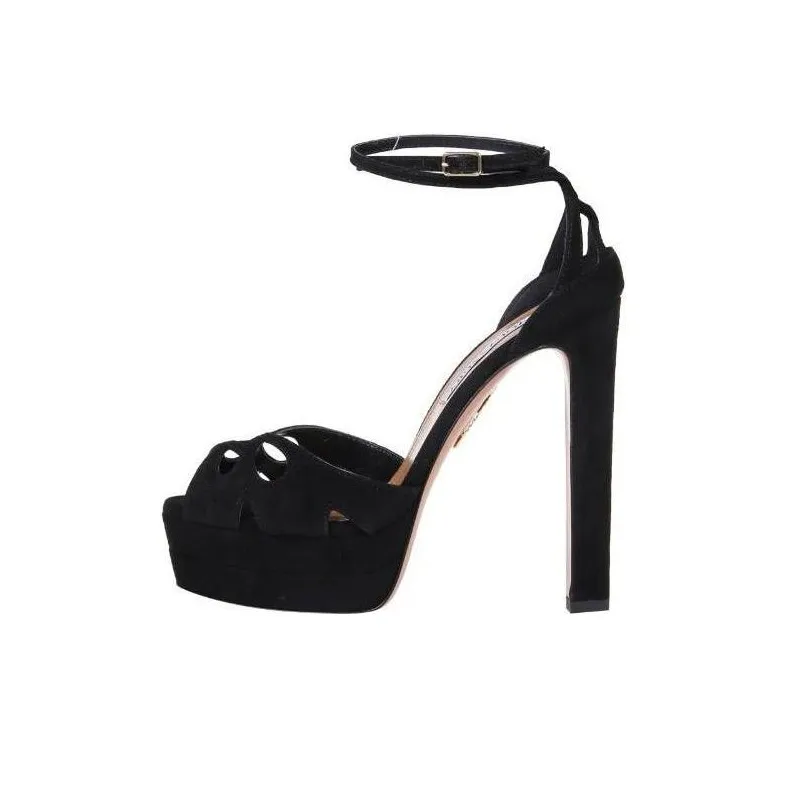 AQUAZZURA 130mm Suede Platform Sandals-0