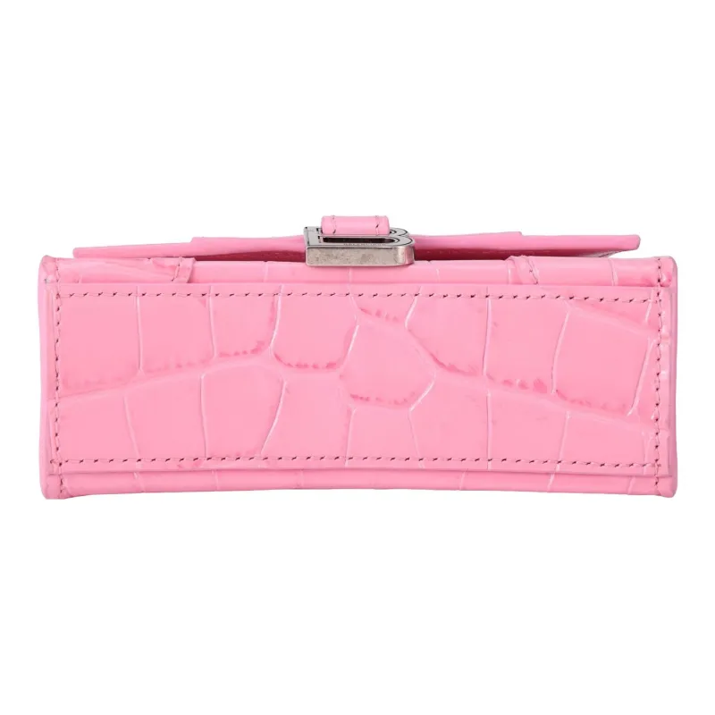 Balenciaga Hourglass Crocodile Leather Handbag, Shoulder Bag, Crossbody Bag Mini Women's Pink-3