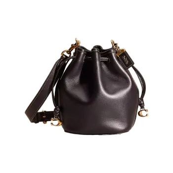 COACH Camila Glove Tanning Bucket Bag, Shoulder Bag, Crossbody Bag Small Size Women's Black