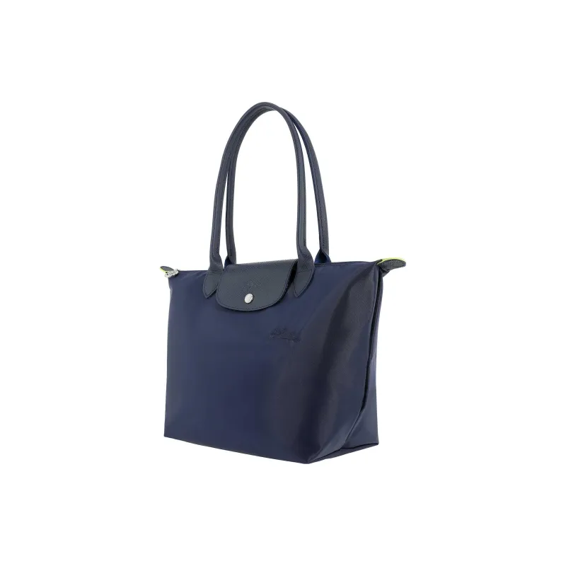 LONGCHAMP Le Pliage Green Recycled Canvas With Leather Canvas Bag Handbag Shoulder Bag Medium Size Women's Navy-3