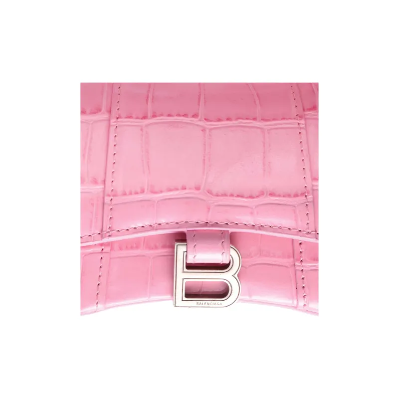 Balenciaga Hourglass Crocodile Leather Handbag, Shoulder Bag, Crossbody Bag Mini Women's Pink-4