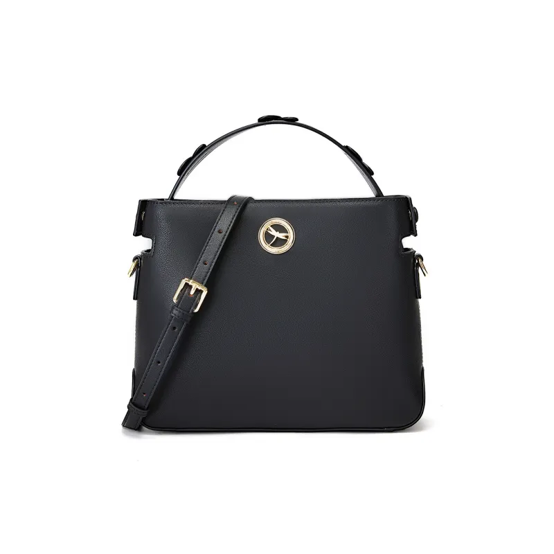 RED DRAGONFLY Leather Shoulder Bag, Crossbody Bag, Handbag Regular Women's Black-0