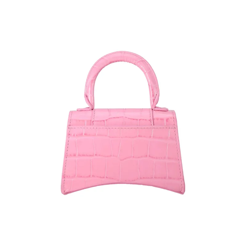 Balenciaga Hourglass Crocodile Leather Handbag, Shoulder Bag, Crossbody Bag Mini Women's Pink-2