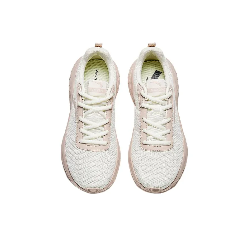 Anta Running Collection Wear-Resistant Low-Top Casual Running Shoes Women's Ivory White Lotus Grey-2