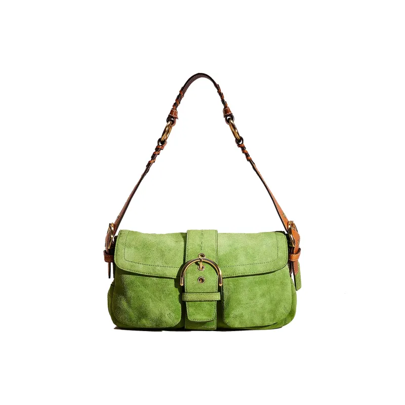 COACH Soho Suede Saddle Bag Handbag Shoulder Bag Women's Grass Green-0