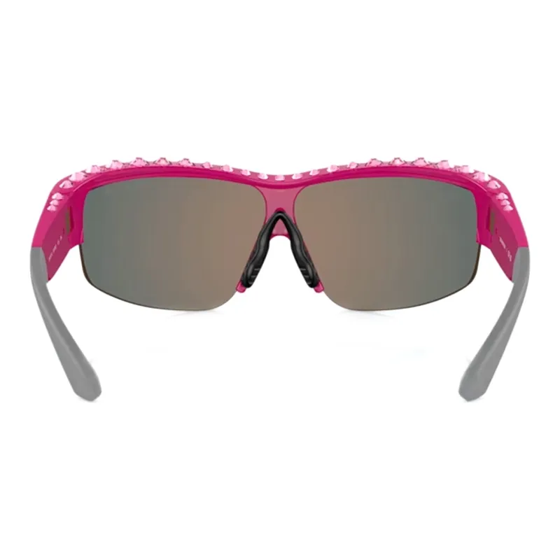 Swarovski Nylon Swarovski Crystal Irregular Shape Sunglasses Women's Pink/Gray-3