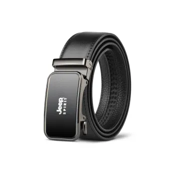 JEEP SPIRIT Casual Advanced Minimalist Belt Automatic Buckle Cow Leather Leather Belts Men's Width 3.4CM