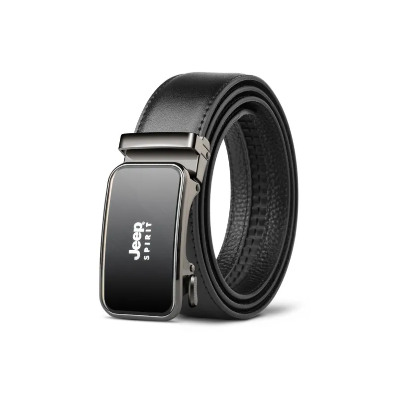 JEEP SPIRIT Casual Advanced Minimalist Belt Automatic Buckle Cow Leather Leather Belts Men's Width 3.4CM-0