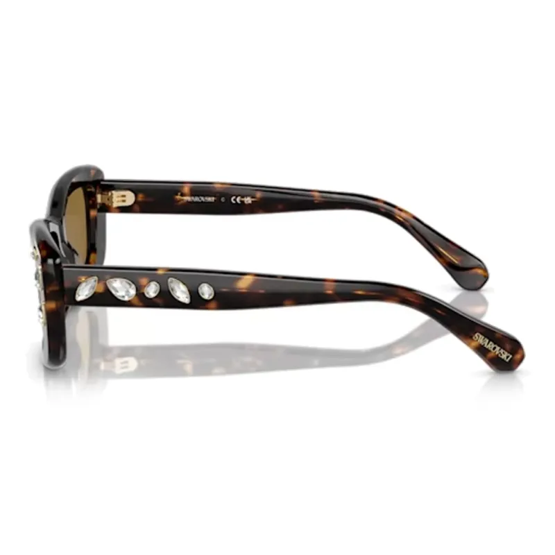 Swarovski Dextera Acetate Crystal Irregular Shape Sunglasses Women's Brown-2