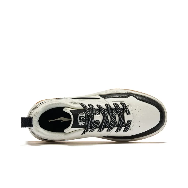 Erke Flying Phoenix Anti Slip Wear Resistant Low Top Skateboard Shoes Men's Microcrystal White Jet Black-1