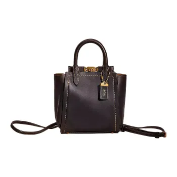 COACH Troupe Glove Tanning Tote Bag Shopping Bag Handbag Small Size Women's Brass & Black