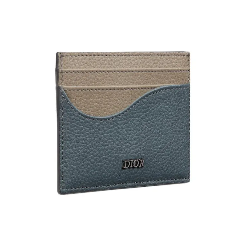 DIOR Saddle Calfskin Card Holder Men's Brown & Dark Gray-1