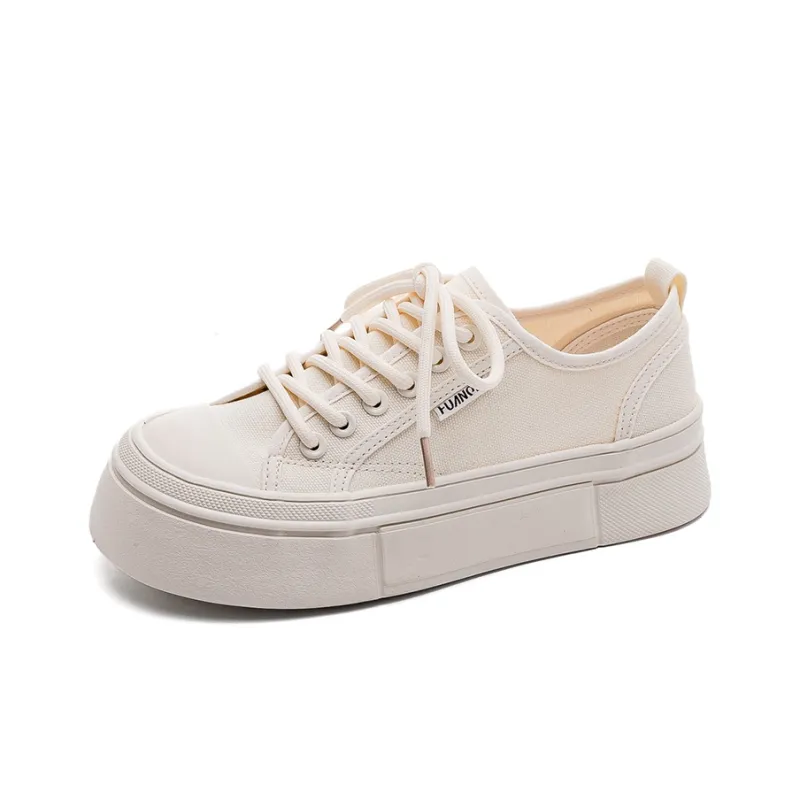 HUANQIU Wear resistant And Lightweight Low Top Canvas Shoes Women's Beige-0