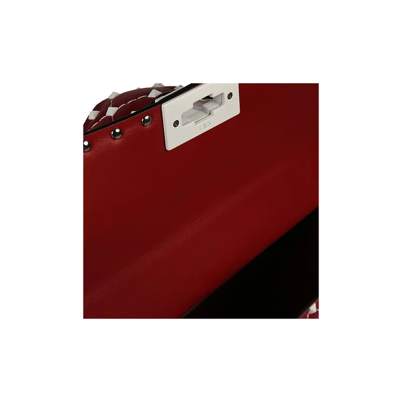 Valentino ROCKSTUD SPIKE Lambskin Portable Crossbody Bag Shoulder Bag Medium Size Women's Red-4