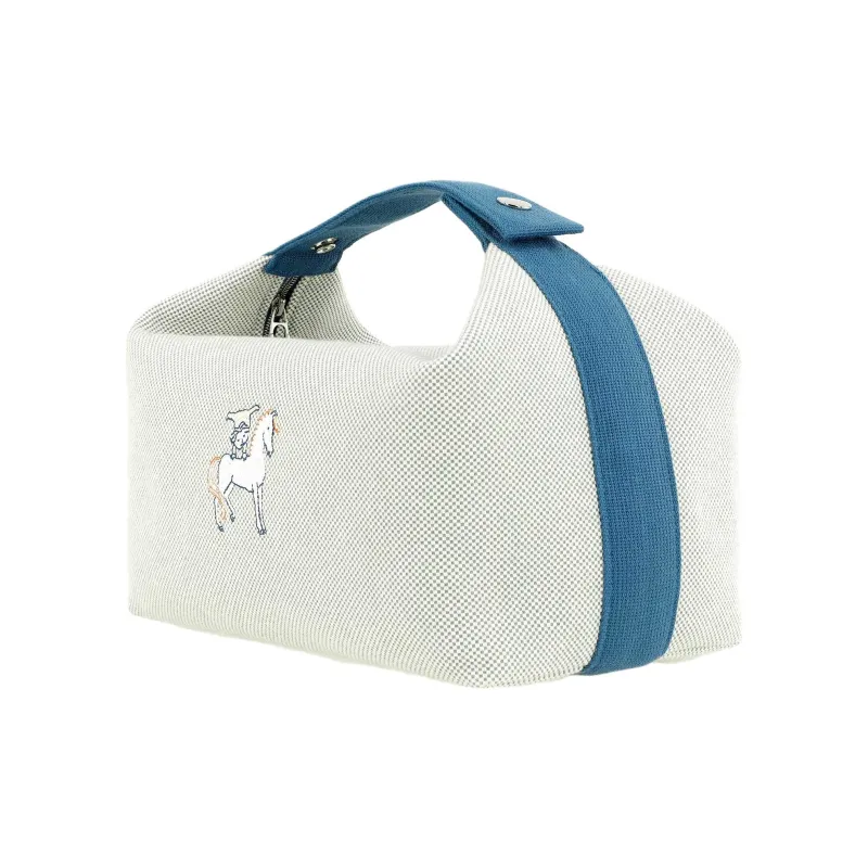HERMES Bride a Brac Canvas Canvas Bag Lunch Boxes With Storage Unisex Blue-2
